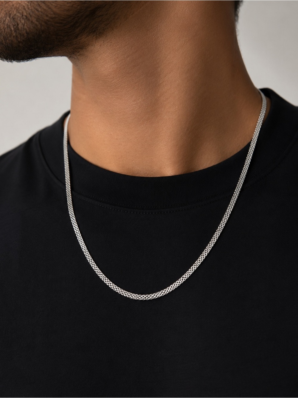 Silver Tone Mesh Chain Unisex - 24 inches